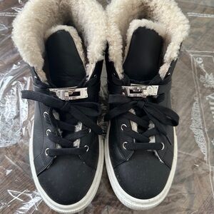 Hermes Black High-Top Shearling Sneakers